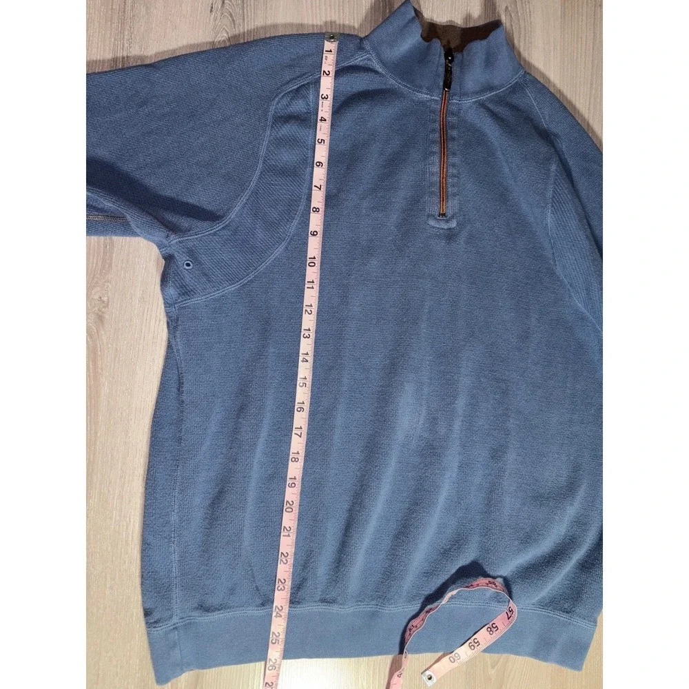 Tommy Bahama Mens Blue Waffle Knit Quarter Zip Pullover Sweater M Heritage